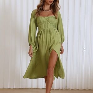 Hello Molly Lime Long Sleeve Dress